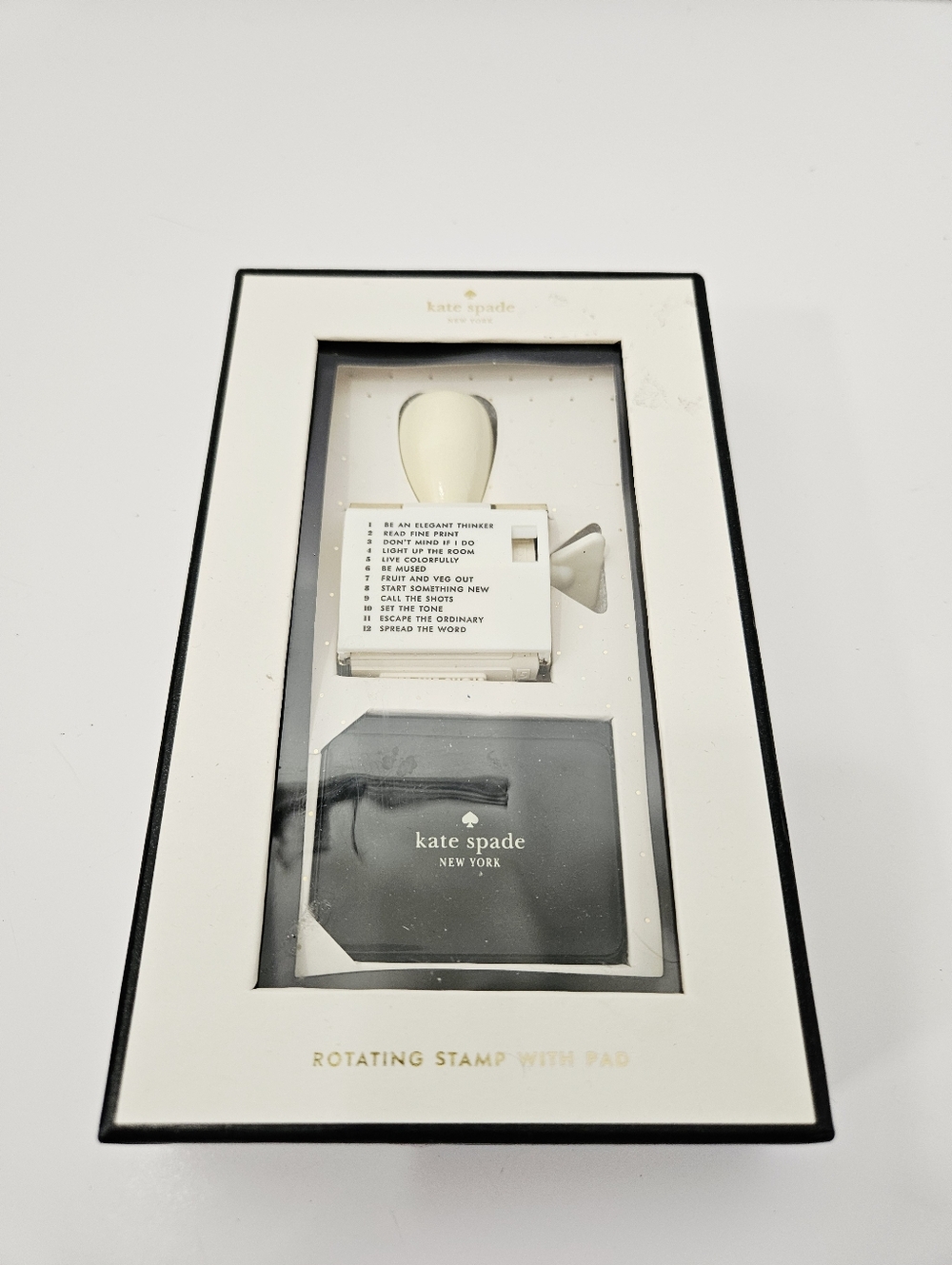 Kate Spade Stamp Set - Rotating Stamp with Pad - Black Ink